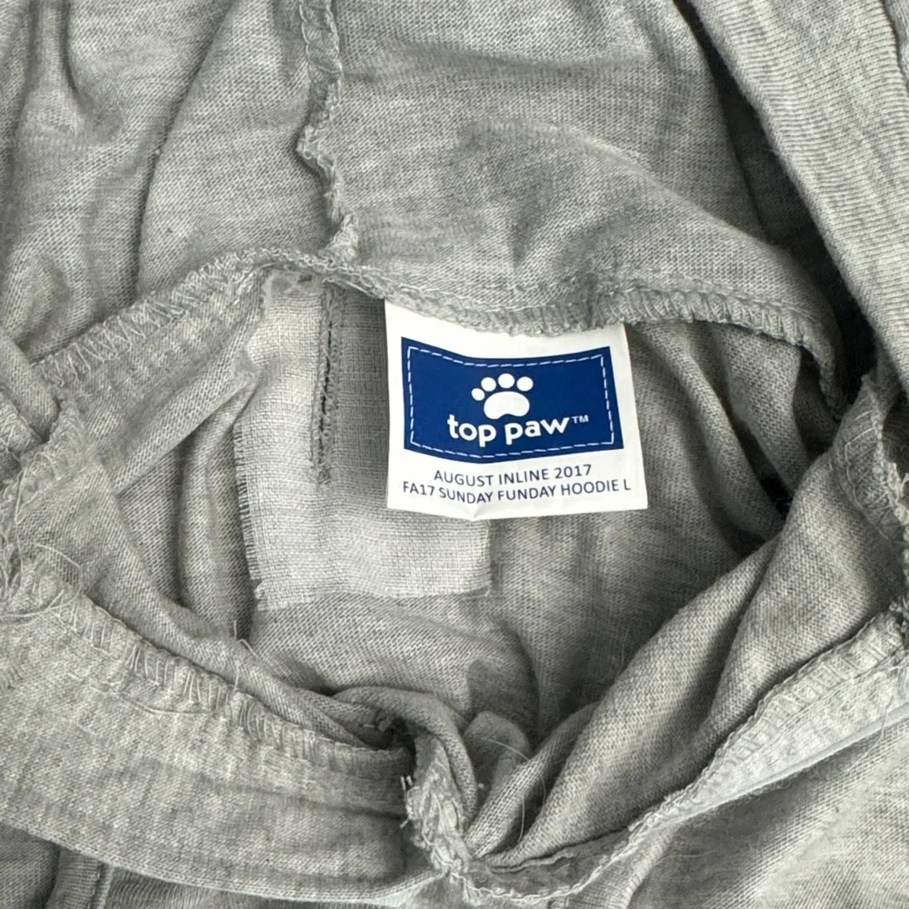 5/$25 Top Paw Gray Dog Hoodie with Sunday Funday Blue Print